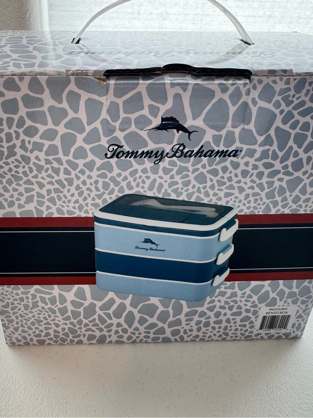 Tommy Bahama Bento Box 3-Tier Lunch Container  Blue New in Box Sealed Plastic